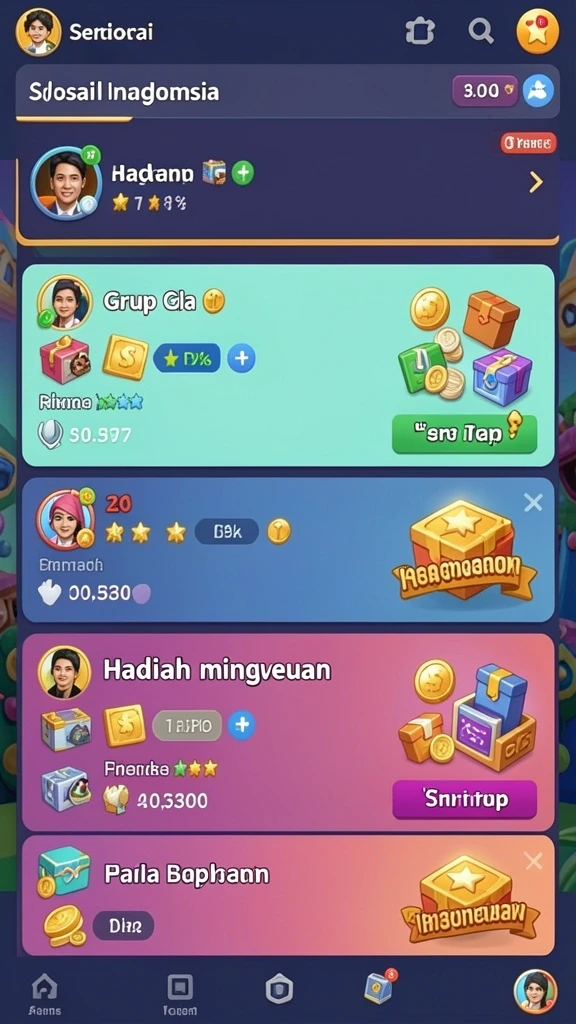 Fitur sosial untuk terhubung dengan pemain lain.